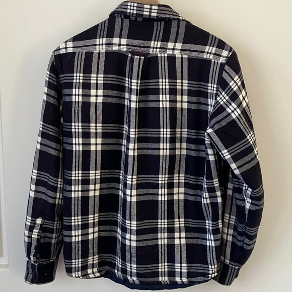 GANT Campus Flannel Over-Shirt w/ Quilted Lining Navy and White Plaid Men’s M - Picture 7 of 10